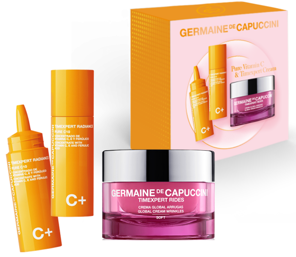 Набор Концентрат с Витамином C + Крем для коррекции морщин для нормальной и комбинированной кожи Soft TimExpert Rides Germaine de Capuccini ( Жермен Де Капучини ) 2*15 / 50 мл